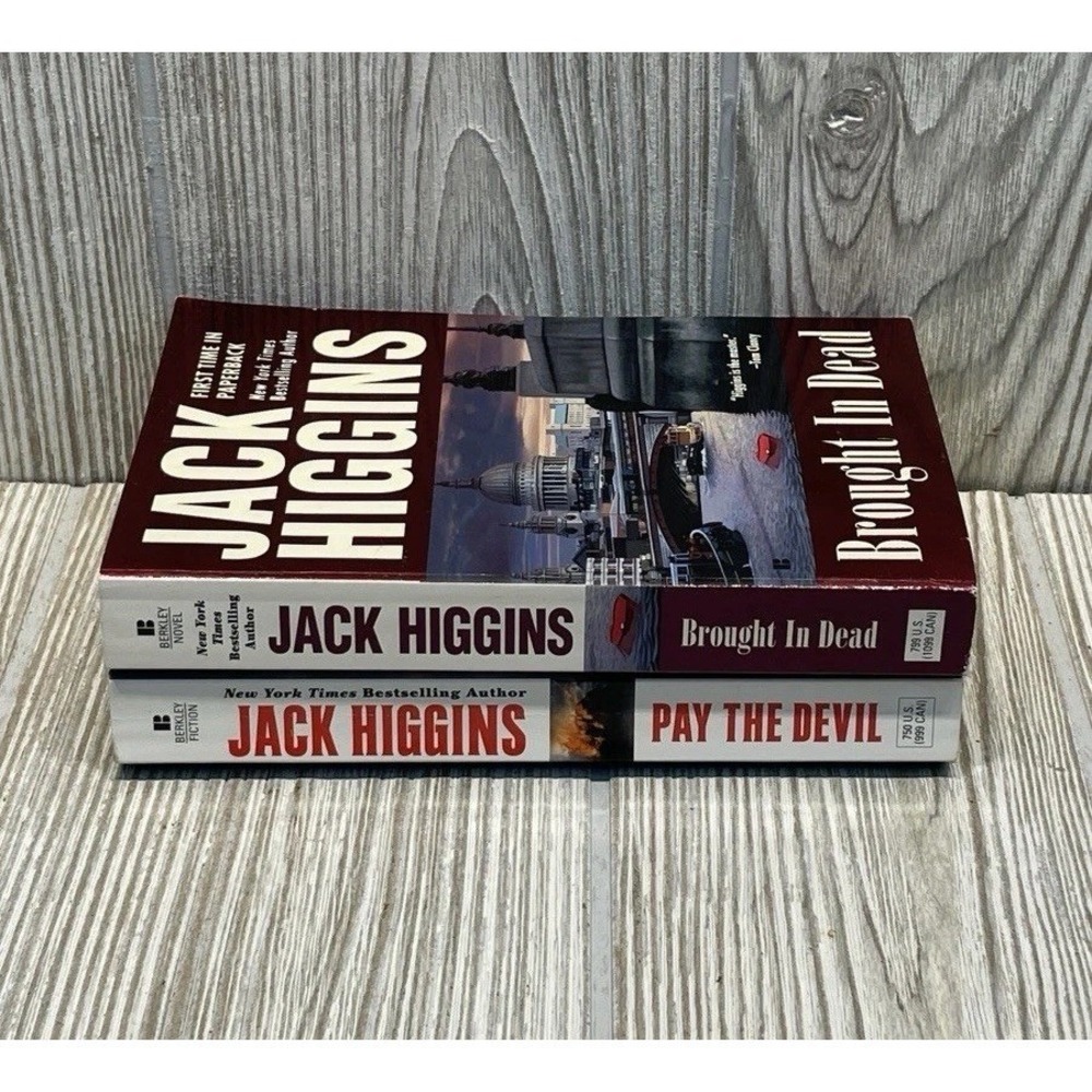 Jack Higgins Paperback Book Lot Brought In Dead and Pay The Devil Thrillers